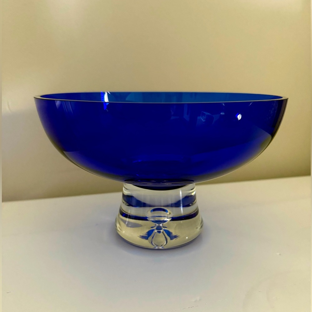 Block Crystal Stockholm Cobalt Blue Pedestal bowl - Poland-Vintage
